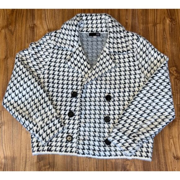 Kut From The Kloth Aaliyah Double Breasted Houndstooth Jacket‎ Large - Picture 1 of 6